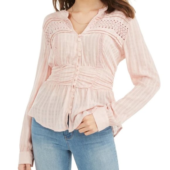 American Rag Tops - American Rag Light Pink Lacy Blouse Juniors Size Small
